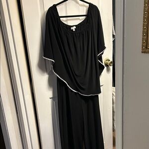 Elegant Black Cape Sleeve Jumpsuit